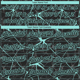 Custom Black Ice Blue 3D Pattern Design Abstract Network Two-Button Unisex Softball Jersey