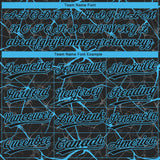 Custom Black Sky Blue 3D Pattern Design Abstract Network Two-Button Unisex Softball Jersey