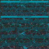 Custom Black Teal 3D Pattern Design Abstract Network Two-Button Unisex Softball Jersey