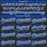 Custom Black Thunder Blue-White 3D Pattern Design Abstract Network Two-Button Unisex Softball Jersey