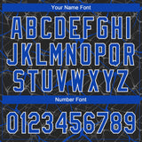 Custom Black Thunder Blue-White 3D Pattern Design Abstract Network Two-Button Unisex Softball Jersey