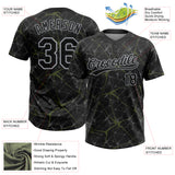 Custom Black Olive-Gray 3D Pattern Design Abstract Network Two-Button Unisex Softball Jersey