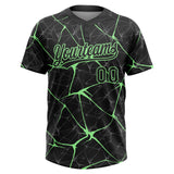 Custom Black Pea Green 3D Pattern Design Abstract Network Two-Button Unisex Softball Jersey