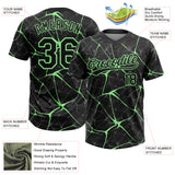 Custom Black Pea Green 3D Pattern Design Abstract Network Two-Button Unisex Softball Jersey
