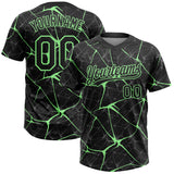 Custom Black Pea Green 3D Pattern Design Abstract Network Two-Button Unisex Softball Jersey