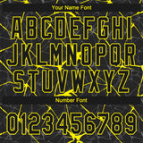 Custom Black Light Yellow 3D Pattern Design Abstract Network Two-Button Unisex Softball Jersey