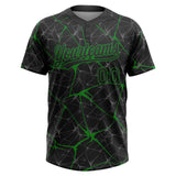 Custom Black Grass Green 3D Pattern Design Abstract Network Two-Button Unisex Softball Jersey