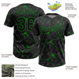 Custom Black Grass Green 3D Pattern Design Abstract Network Two-Button Unisex Softball Jersey