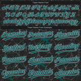 Custom Black Midnight Green-Gray 3D Pattern Design Abstract Network Two-Button Unisex Softball Jersey