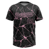 Custom Black Light Pink 3D Pattern Design Abstract Network Two-Button Unisex Softball Jersey