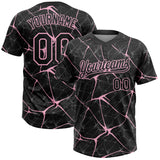 Custom Black Light Pink 3D Pattern Design Abstract Network Two-Button Unisex Softball Jersey