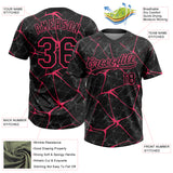 Custom Black Neon Pink 3D Pattern Design Abstract Network Two-Button Unisex Softball Jersey