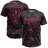 Custom Black Neon Pink 3D Pattern Design Abstract Network Two-Button Unisex Softball Jersey