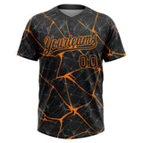 Custom Black Bay Orange 3D Pattern Design Abstract Network Two-Button Unisex Softball Jersey