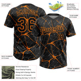 Custom Black Bay Orange 3D Pattern Design Abstract Network Two-Button Unisex Softball Jersey