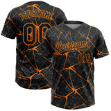 Custom Black Bay Orange 3D Pattern Design Abstract Network Two-Button Unisex Softball Jersey