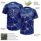Custom Royal White 3D Pattern Design Abstract Network Two-Button Unisex Softball Jersey