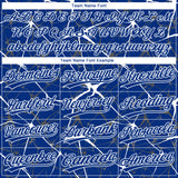Custom Royal White 3D Pattern Design Abstract Network Two-Button Unisex Softball Jersey