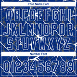Custom Royal White 3D Pattern Design Abstract Network Two-Button Unisex Softball Jersey