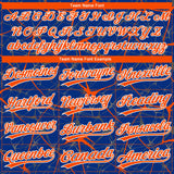 Custom Royal Orange-White 3D Pattern Design Abstract Network Two-Button Unisex Softball Jersey