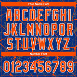 Custom Royal Orange-White 3D Pattern Design Abstract Network Two-Button Unisex Softball Jersey