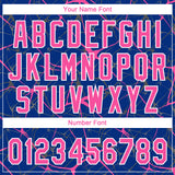 Custom Royal Pink-White 3D Pattern Design Abstract Network Two-Button Unisex Softball Jersey