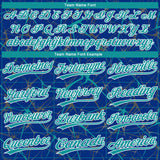 Custom Royal Teal-White 3D Pattern Design Abstract Network Two-Button Unisex Softball Jersey