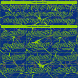 Custom Royal Neon Green 3D Pattern Design Abstract Network Two-Button Unisex Softball Jersey