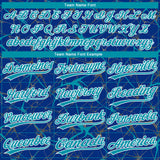 Custom Royal Teal-White 3D Pattern Design Abstract Network Two-Button Unisex Softball Jersey