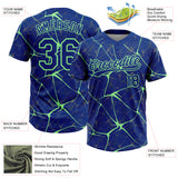 Custom Royal Pea Green 3D Pattern Design Abstract Network Two-Button Unisex Softball Jersey