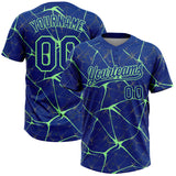 Custom Royal Pea Green 3D Pattern Design Abstract Network Two-Button Unisex Softball Jersey