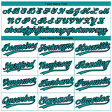 Custom White Teal-Black Gradient Style Twinkle Star Two-Button Unisex Softball Jersey