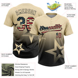 Custom Cream Vintage USA Flag-Black Gradient Style Twinkle Star Two-Button Unisex Softball Jersey