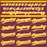 Custom Burgundy Gold-White Gradient Style Twinkle Star Two-Button Unisex Softball Jersey