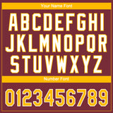 Custom Burgundy Gold-White Gradient Style Twinkle Star Two-Button Unisex Softball Jersey