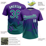 Custom Purple Teal-White Gradient Style Twinkle Star Two-Button Unisex Softball Jersey