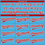 Custom Sky Blue Red-White Gradient Style Twinkle Star Two-Button Unisex Softball Jersey