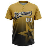 Custom Old Gold Black-White Gradient Style Twinkle Star Two-Button Unisex Softball Jersey