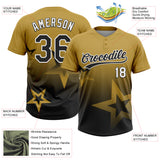 Custom Old Gold Black-White Gradient Style Twinkle Star Two-Button Unisex Softball Jersey