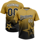 Custom Old Gold Black-White Gradient Style Twinkle Star Two-Button Unisex Softball Jersey