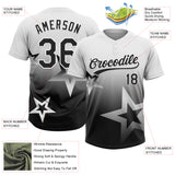 Custom White Black Gradient Style Twinkle Star Two-Button Unisex Softball Jersey