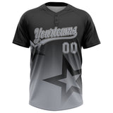 Custom Black Gray-White Gradient Style Twinkle Star Two-Button Unisex Softball Jersey