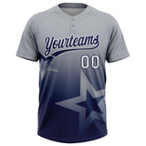 Custom Gray Navy-White Gradient Style Twinkle Star Two-Button Unisex Softball Jersey