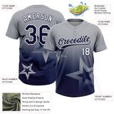 Custom Gray Navy-White Gradient Style Twinkle Star Two-Button Unisex Softball Jersey
