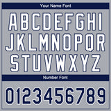 Custom Gray Navy-White Gradient Style Twinkle Star Two-Button Unisex Softball Jersey