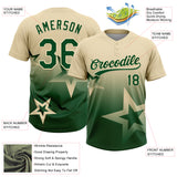 Custom Cream Green Gradient Style Twinkle Star Two-Button Unisex Softball Jersey