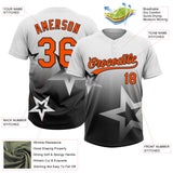 Custom White Orange-Black Gradient Style Twinkle Star Two-Button Unisex Softball Jersey