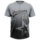 Custom Gray Black-White Gradient Style Twinkle Star Two-Button Unisex Softball Jersey