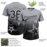 Custom Gray Black-White Gradient Style Twinkle Star Two-Button Unisex Softball Jersey