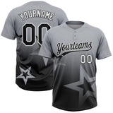 Custom Gray Black-White Gradient Style Twinkle Star Two-Button Unisex Softball Jersey